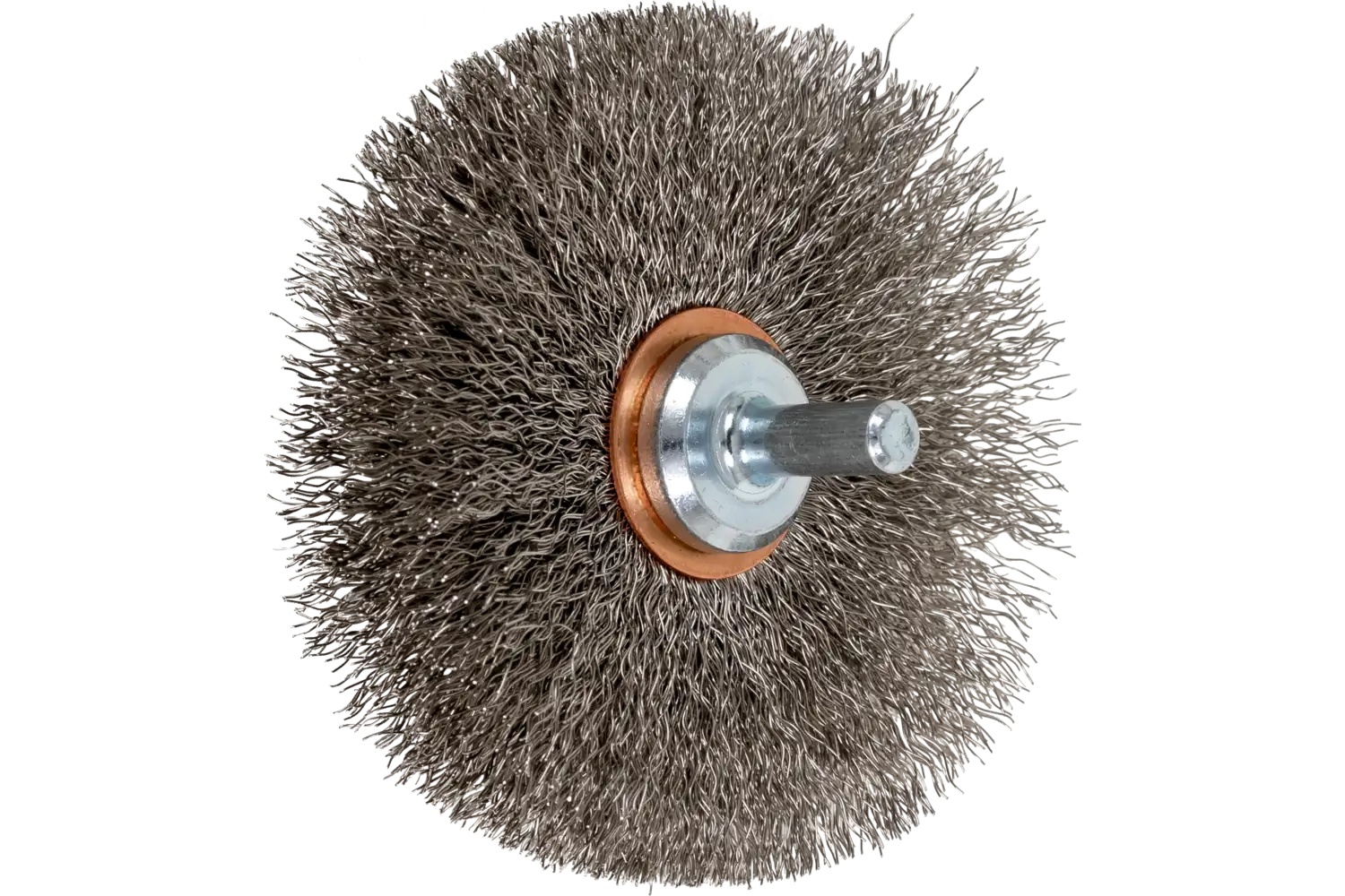 Picture of Pferd Crimped Mounted Wheel Brush 3" Dia. .008 Stainless Steel 1/4" Shank